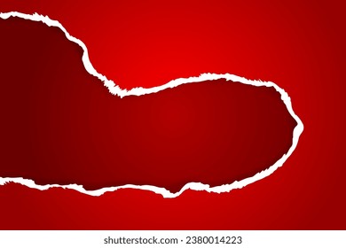 Red Ripped Paper Frame Background. Wallpaper. Backdrop. Christmas. Celebration. Vector Illustration