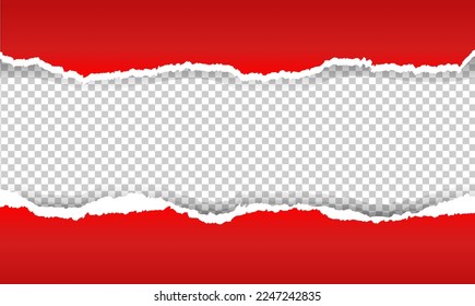 Red Ripped Paper Isolated Transparent background With Gradient Mesh, Vector Illustration