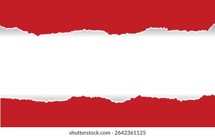 Red Ripped paper Isolated White With Gradient Mesh, Vector Illustration