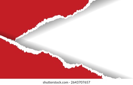 Red Ripped paper And Isolated White With Transparent background With Gradient Mesh, Vector Illustration