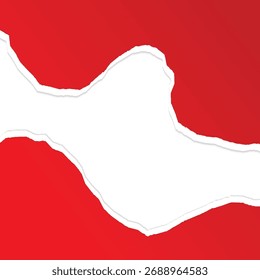 Red ripped paper mockup with shadow on transparent square background