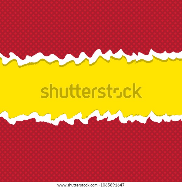 red ripped paper on top and\
yellow paper in background for copy text space.Vector\
Illustration