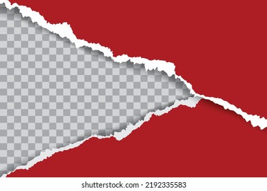 Red Ripped Paper On Transparent Background. Frame. Vector Illustration