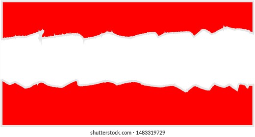 Red ripped paper on white background.