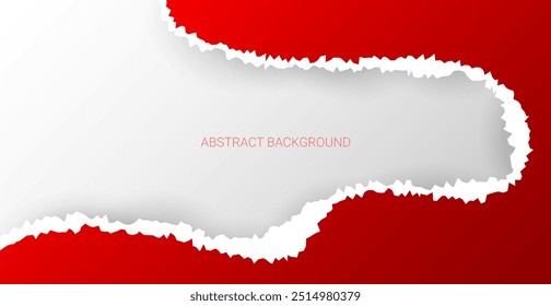 Red Ripped Paper On White Background. Frame. Vector Illustration. Wallpaper. Abstract Technology Banner