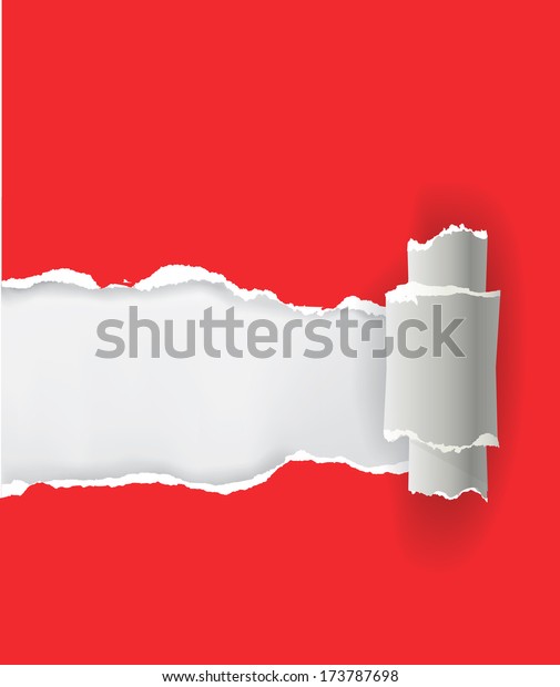 Red ripped paper. Vector\
illustration of ripped paper with place for your image or text.\
