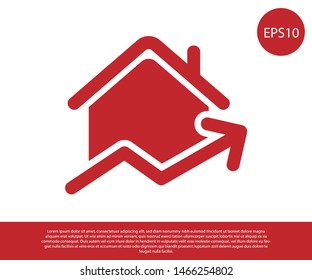 Red Rising cost of housing icon isolated on white background. Rising price of real estate. Residential graph increases.  Vector Illustration