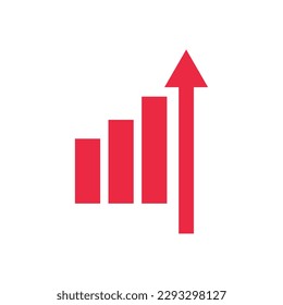 Red rising graph. Statistics. Vectors.
