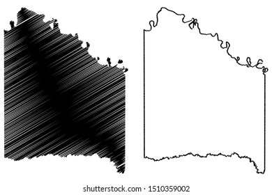 Red River County, Texas (Counties in Texas, United States of America,USA, U.S., US) map vector illustration, scribble sketch Red River map