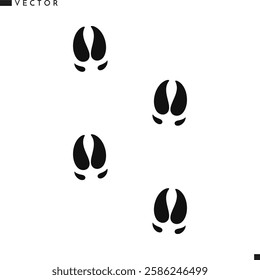 Red river hog footprints vector illustration. Wild animal track. Pig footprints silhouette