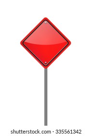 Red Road Sign. Blank