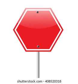 Red road sign isolated on white background. Vector art.