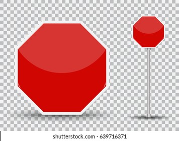Red road sign on transparent background. Vector Illustration. EPS10