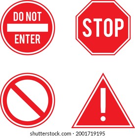 Red Road Sign Stop Signs Icon Stock Vector (Royalty Free) 2001719195 ...