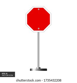 Red road signs are isolated against a white background. Road traffic control. Path use. Stop and produce. Signs of arrangement. Curves and turns.