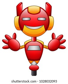 Red robot cartoon character isolated on white background