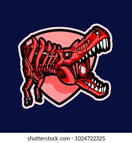 red robot dynosaurus robot t_rex sport logo
