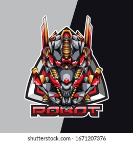 Logo del robot rojo e deporte y juego de mascota