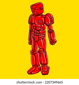 red robot handdrawn vector illustration