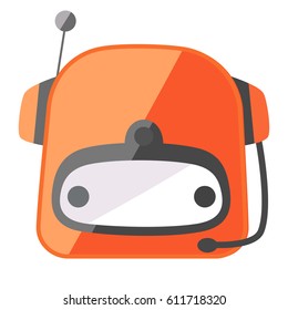 Red robot head icon flat vector