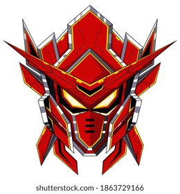 Diseño del logo de la mascota de la cabeza del robot rojo