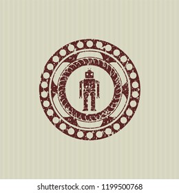 Red robot icon inside rubber texture