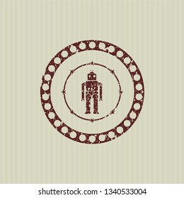Red robot icon inside rubber seal