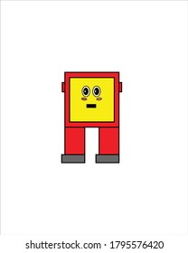 Red Robot illustration design blushing cheeks