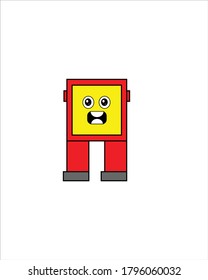 Red robot illustration design without hands being furious