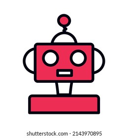 red robot line style icon