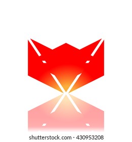 Red robot logo, abstract logotype design, vector illustration