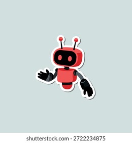 Roter Roboter Maskottchen Aufkleber flach Aufkleber mit AI Technologie