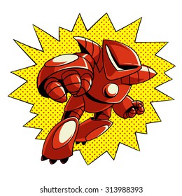 Red robot on white background