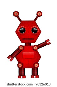 Red Robot On white Background