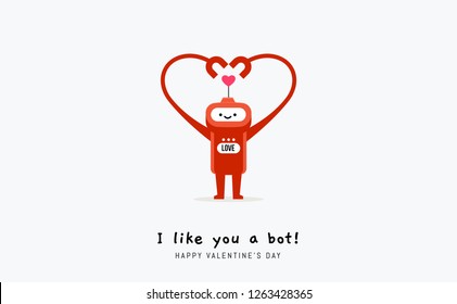  a Red robot posing the heart shaped