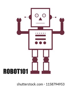 Red robot toy icon retro concept,simply draw vector picture.