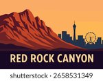 Red Rock Canyon glows with the warmth of dusk, as the rugged desert landscape is illuminated by the soft hues of sunset.