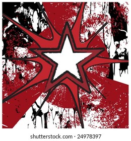 Red Rock N Roll Grunge Star Vector Background
