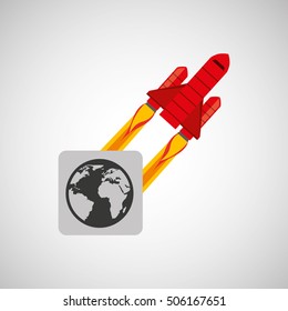 red rocket concept business globe vector illustration