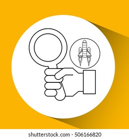 red rocket concept business hand search vector illustration
