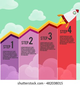 Red Rocket Graph Info Graphic Vector