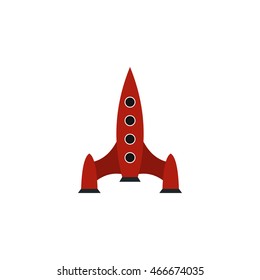 Red rocket icon in flat style on a white background