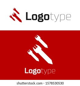 Red Rocket icon isolated on white background. Logo design template element. Vector Illustration