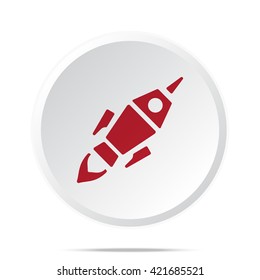 Red Rocket Launch icon on white web button