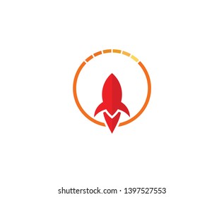 Red rocket logo icon vector 