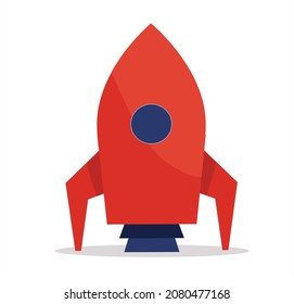 a red rocket on a white background. Vector illustration