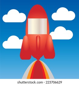 red rocket in space background vector