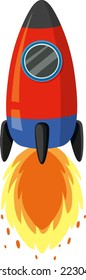 Red rocketship isolated on white background illustration