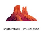 Red rocks, Colorado desert or grand canyon scenery isolated cartoon mountains icon. Vector Sahara or Arizona, mexican landscape with sand and rocky cliffs. Dry natural and, sandstones panorama