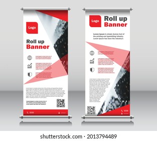 rote Roll-up-Banner Broschüre Flyer Vektorgrafik EPS10